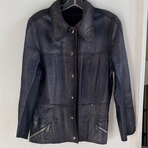 Vintage Blue Leather Jacket size M